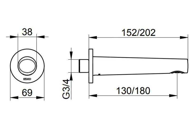 Keuco Edition 400 - Baduitloop, Geborsteld Zwart Chroom 51545130001 4 Keuco Edition 400 - Baduitloop, Geborsteld Zwart Chroom 51545130001 - Afbeelding 2