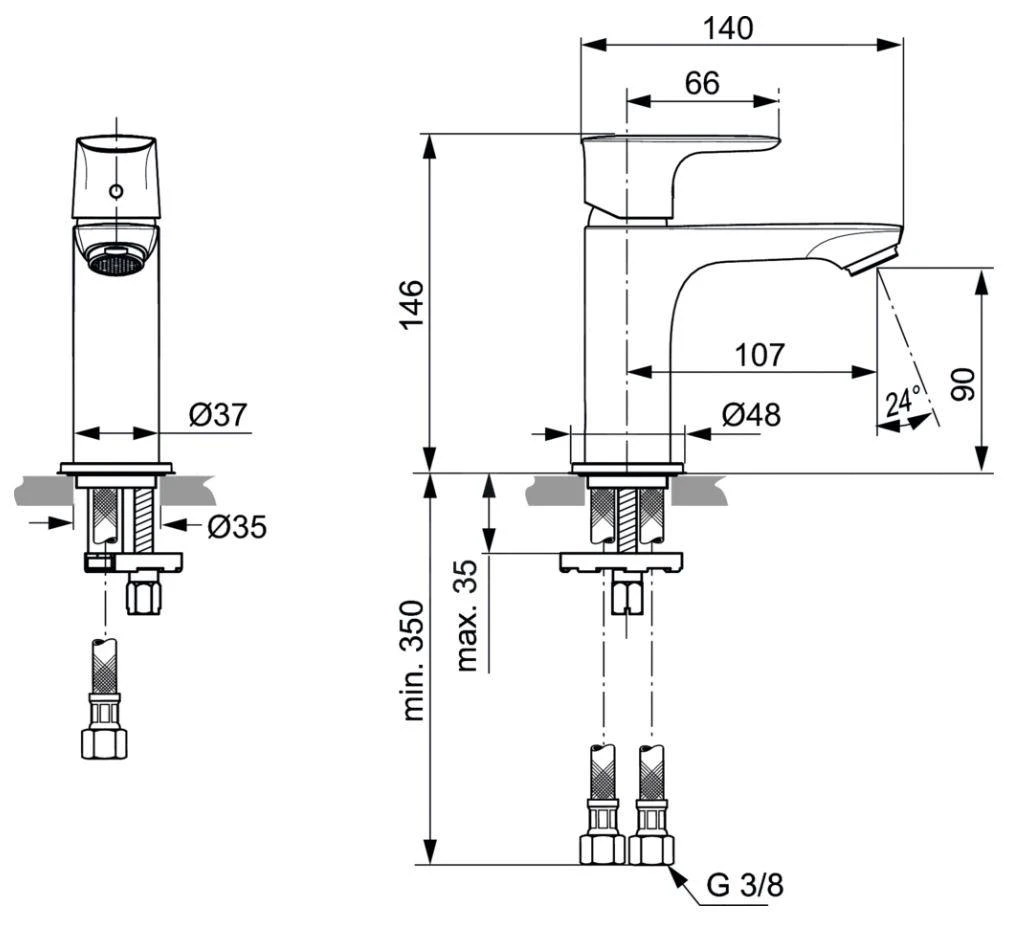Ideal Standard Connect Air - Slim Wastafelkraan, Brushed Gold A7010A2 4 Ideal Standard Connect Air - Slim Wastafelkraan, Brushed Gold A7010A2 - Afbeelding 2