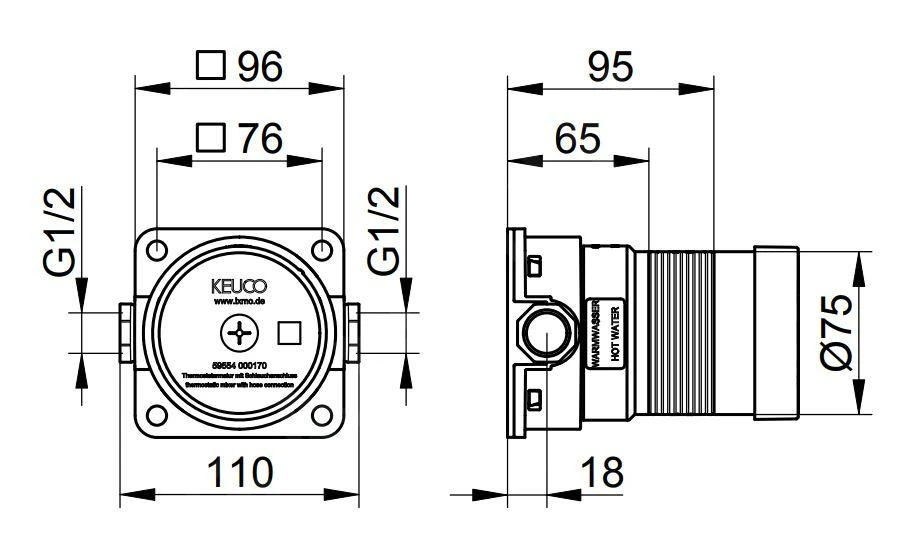 Keuco Toebehoren - Inbouwdeel Met Thermostaat DN15 59554000170 4 Keuco Toebehoren - Inbouwdeel Met Thermostaat DN15 59554000170 - Afbeelding 2